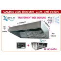 PACK hotte inox classique 2.5m ANTI-ODEURS : hotte pro+ Caisson charbon 12 cartouches avec moteur 10/10 intégré + variateur 230v