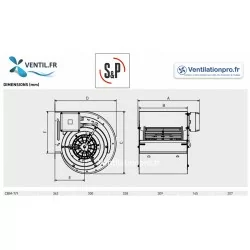 dimensions moto-ventilateur CBM 7/9 RE VR 4P-300w 230v -S&P 653012 Ventilation, hotte pro- Restauration