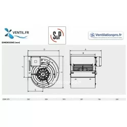 dimensions Moteur ventilateur CBM 9/9 RE VR 4P-550w 230v -S&P 653015 Ventilation, hotte pro- Restauration