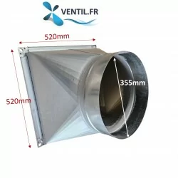 Pièce de transformation entrée/aspiration pour caisson désenfumage 4000 à 6200m3/h