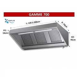 Hotte Snack Professionnelle gamme 700 avec LED Sans Moteur | Ultra-compacte | Ventil.fr