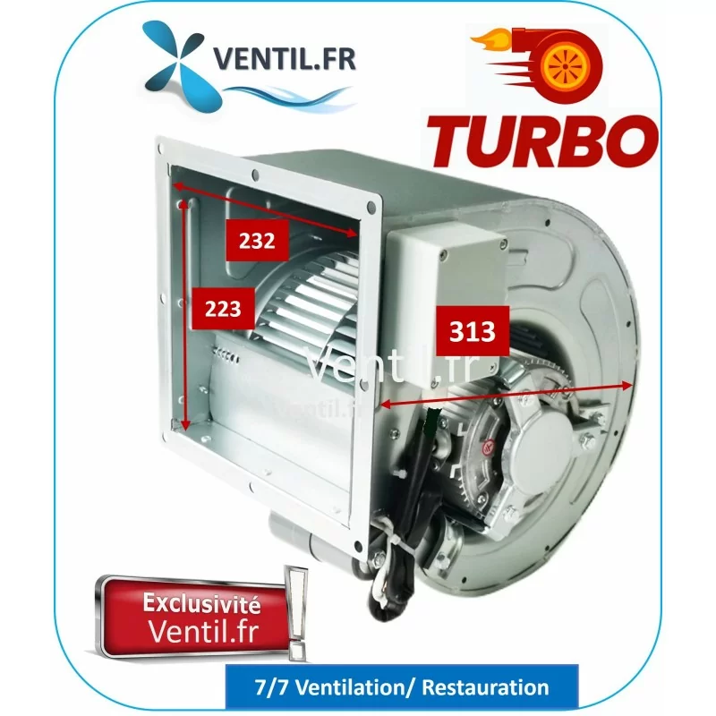 Moteur escargot DD 7/7 Turbo -2000m3/h- 250w 230v compatible toute hotte professionnelle et restaurant, puissant et pas cher