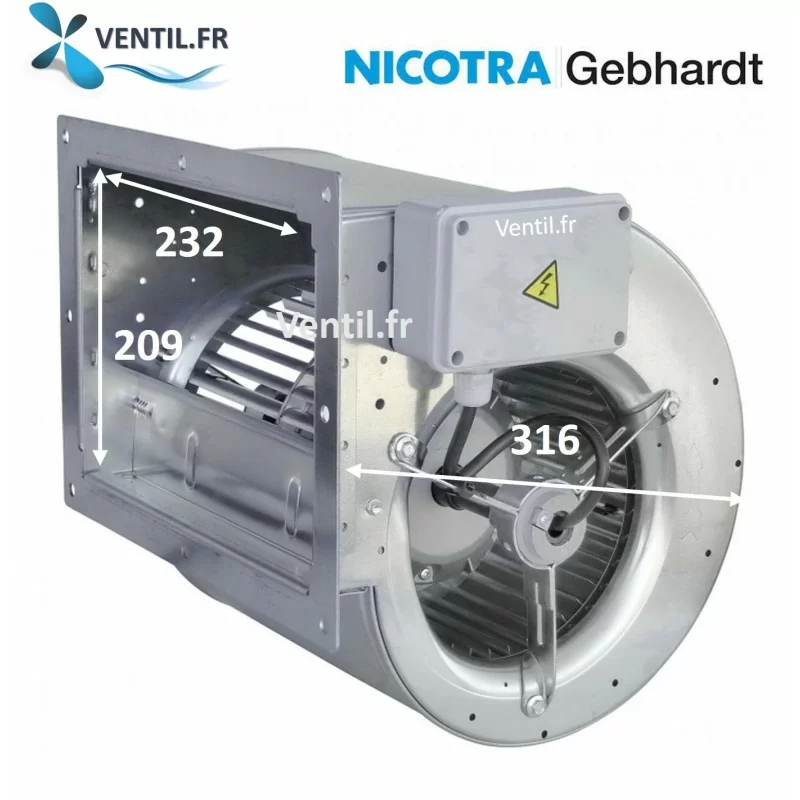 Moteur escargot DDM7/7- 2100m3/h-300W- 230V Nicotra PREMIUM compatible toute hotte de cuisine pro et restaurant