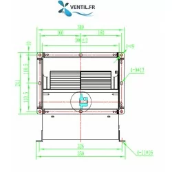 dimensions Moteur escargot DD 7/9 -2400m3/h -ventilateur pour hotte pro, snack et restaurant