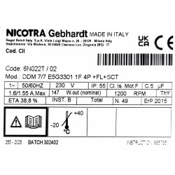 étiquette label ddm 7/7 147w 230v Nicotra