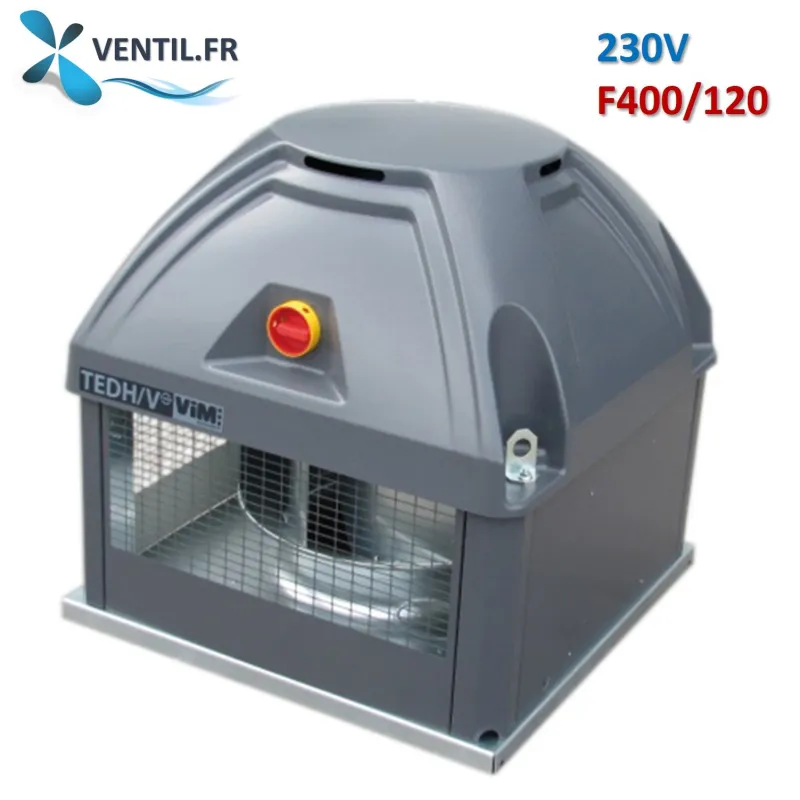 Tourelle d'extraction TEDH Taille 400- 230v-monophasé 400°/2h (F400-120) pour hotte de cuisine pro S&P Vim réf: 690042
