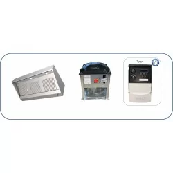 Pack hotte ultra compacte gamme 950 avec tourelle 400v: hotte inox pro de 1.6 à 2.4m+ Tourelle 400v+ Variateur pour restaurant