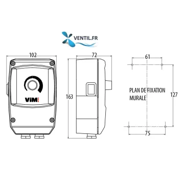 dimensions Variateur de tension électronique 3a VARZ 230v pour moteur de hotte de cuisine professionnelle