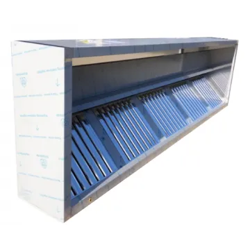Hotte inox cubique statique PREMIUM 3 m grande casquette droite pour restaurant snack