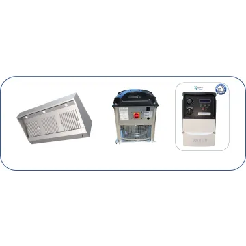 Pack hotte ultra compacte gamme 950 avec tourelle 230v: hotte inox pro de 1.6 à 2.4m+ Tourelle 230v+ Variateur pour restaurant