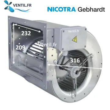 Moteur escargot DDM7/7- 2100m3/h-300W- 230V Nicotra PREMIUM compatible toute hotte de cuisine pro et restaurant