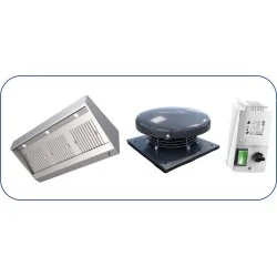 Packhotte avec tourelle 230v gamme 950: hotte inox pro de 1.2 à 2.4m+ Tourelle d'extraction 230v+ Variateur pour cuisine pro