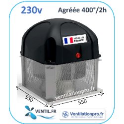 Tourelle d'extraction 2700 m3/h- T36- 230v - 400°/2h (F400-120) pour hotte de cuisine professionnelle -réf:T3236