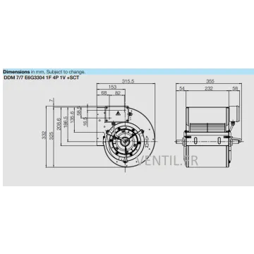 Moteur ventilateur 1800 m3/h -DDM7/7-300W- 230V Nicotra PREMIUM compatible toute hotte de cuisine professionnelle E6G3304