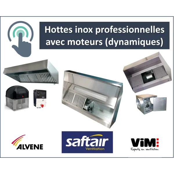 Pack hotte, moteur, variateur pour cuisine professionnelle