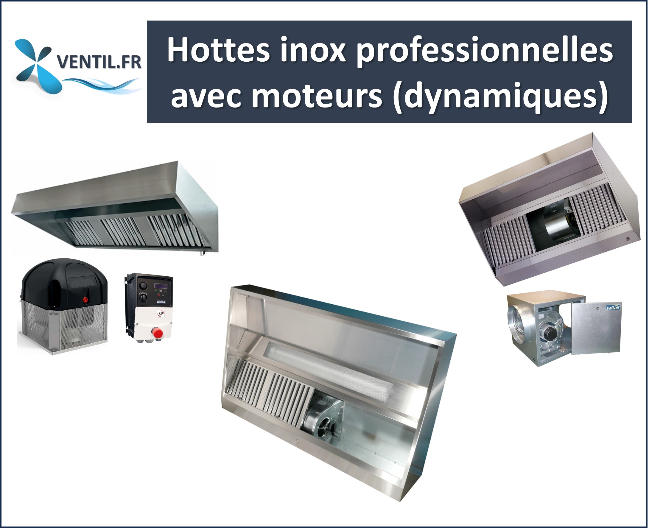 Moteur et hotte professionnelle de cuisine, dimensionnée 120–200 cm, hublot et composants inclus pour guide achat moteur hotte restaurant.